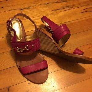 Coach fuchsia wedge sandals